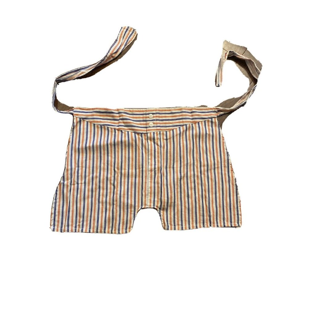Vintage Striped‎ Cotton Apron With Dual Button Closure & Waist Ties